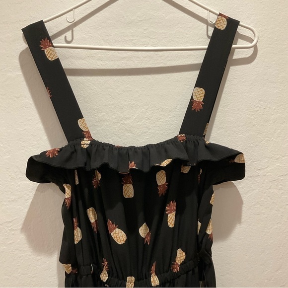 Kate Spade Black Pineapple Print Jumpsuit Black Size 8 - Picture 4 of 10